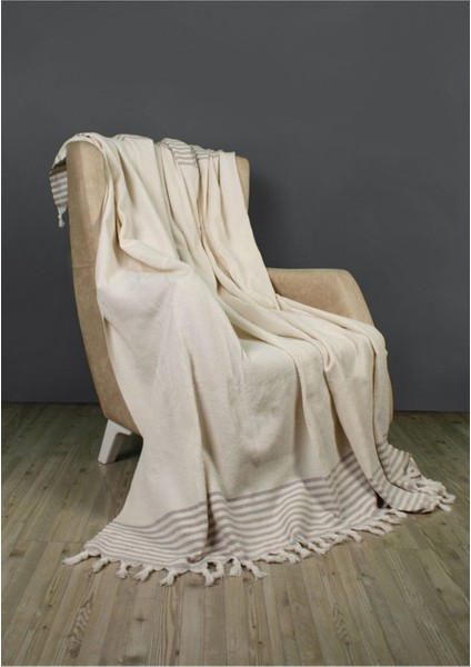 Organik Pamuklu Maxi Boy Koltuk Örtüsü Takımı 3-3-1-1 Süt Beyaz Krem