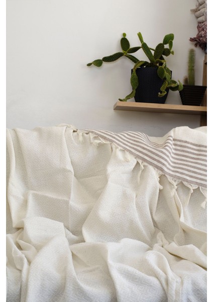 2'li Paket Diamond Pamuklu Kolları Örten Çekyat Örtüsü Çok Amaçlı 180X300 cm Krem Koltuk Örtüsü modelleri