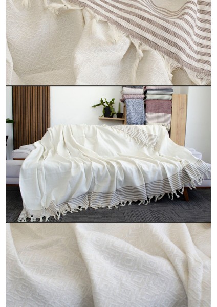 2'li Paket Diamond Pamuklu Kolları Örten Çekyat Örtüsü Çok Amaçlı 180X300 cm Krem Koltuk Örtüsü fırsatları