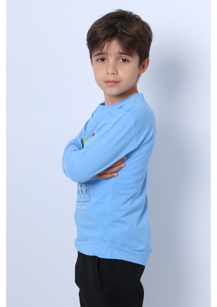 Erkek Çocuk Uzun Kollu Tshirt Stay True Baskılı Bisiklet Yaka E29 modelleri