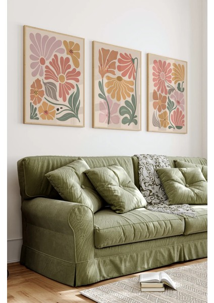 Ahşap Çerçeveli Mdf Tablo Seti Salon ve Oturma Odası Için ÇT3005