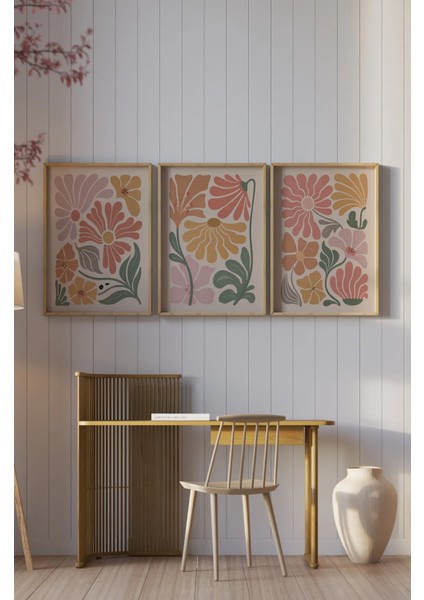 Ahşap Çerçeveli Mdf Tablo Seti Salon ve Oturma Odası Için ÇT3005