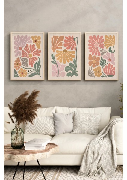 Ahşap Çerçeveli Mdf Tablo Seti Salon ve Oturma Odası Için ÇT3005