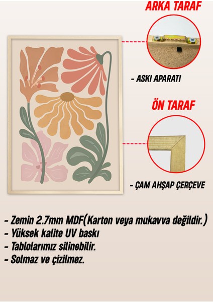 Ahşap Çerçeveli Mdf Tablo Seti Salon ve Oturma Odası Için ÇT3005