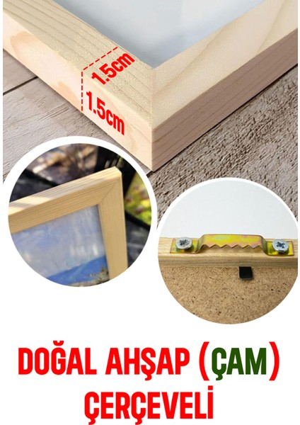 Ahşap Çerçeveli Mdf Tablo Seti Salon ve Oturma Odası Için ÇT3005
