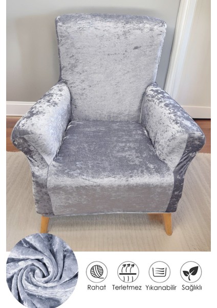 Kadife Koltuk Örtüsü Berjer Tek Kişilik Koltuk Kılıfı Tüylenme Yapmaz