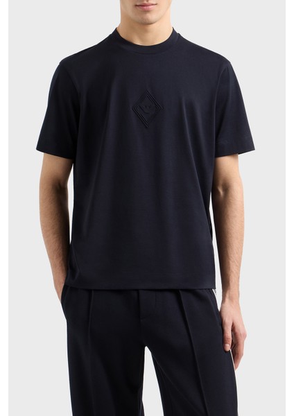 Kabartmalı Logo % 100 Pamuk Regular Fit Bisiklet Yaka T Shirt Erkek T Shirt EM001040 AF13669 UB118
