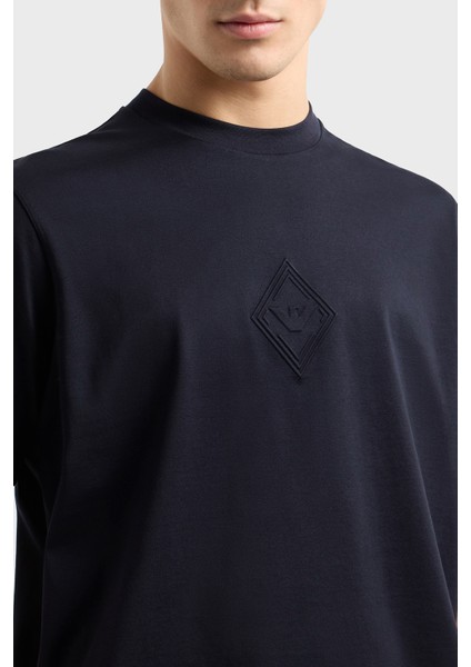 Kabartmalı Logo % 100 Pamuk Regular Fit Bisiklet Yaka T Shirt Erkek T Shirt EM001040 AF13669 UB118 fırsatları