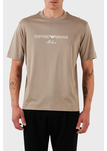 Logo Işlemeli Regular Fit Pamuklu Bisiklet Yaka T Shirt Erkek T Shirt EM001033 AF10017 M6085