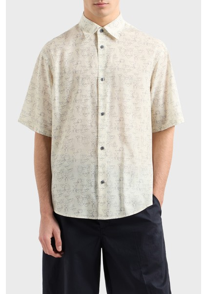 Pamuk Karışımlı Oversize Fit Tamamı Baskılı Gömlek Erkek Gömlek EM001535 AF14214 MB046