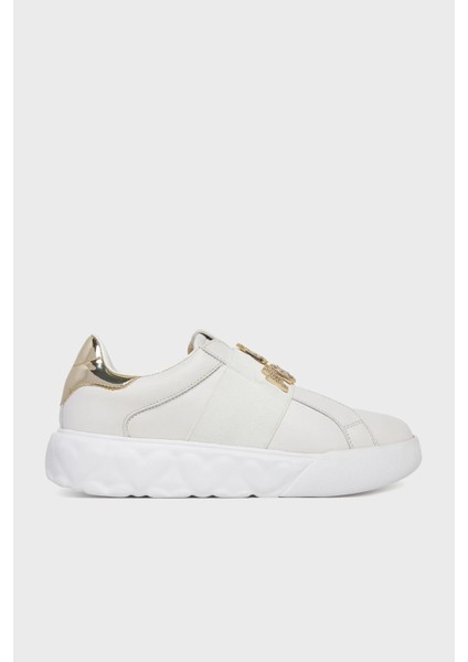 Taş Logolu Deri Sneaker Ayakkabı Bayan Ayakkabı JA15064G1MIA610A