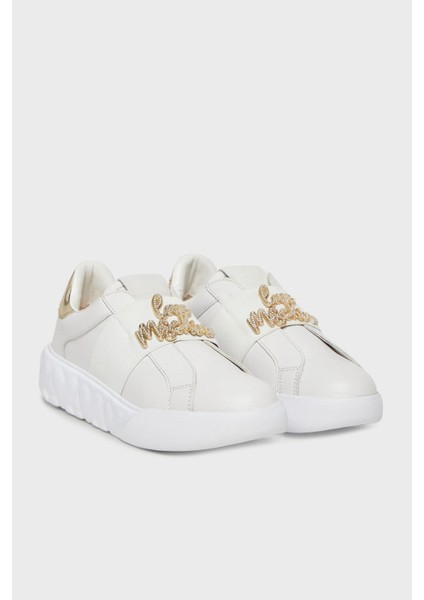 Taş Logolu Deri Sneaker Ayakkabı Bayan Ayakkabı JA15064G1MIA610A