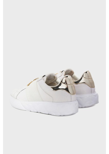 Taş Logolu Deri Sneaker Ayakkabı Bayan Ayakkabı JA15064G1MIA610A