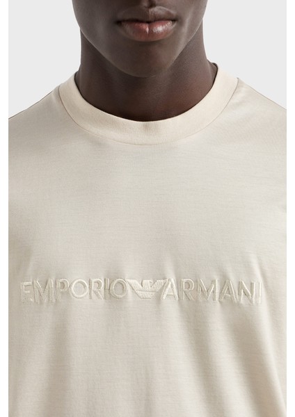 Logo Nakışlı Pamuklu Regular Fit Bisiklet Yaka T Shirt Erkek T Shirt EM001070 AF13747 U1098 modelleri