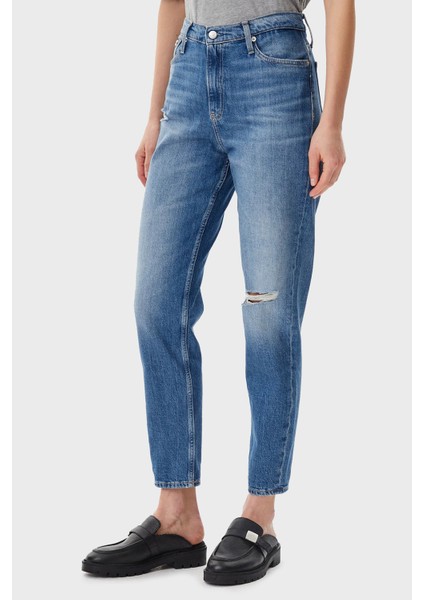 Pamuklu Mom Fit Yüksek Bel Düz Paça Jeans J20J2251401A4 Bayan Kot Pantolon J20J225140 1A4