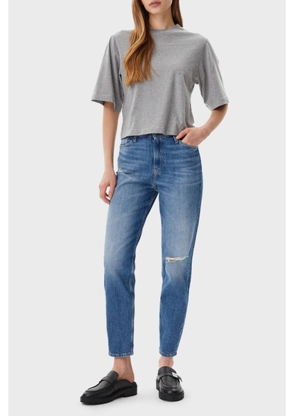 Pamuklu Mom Fit Yüksek Bel Düz Paça Jeans J20J2251401A4 Bayan Kot Pantolon J20J225140 1A4 modelleri