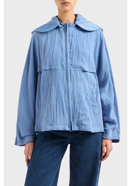 Regular Fit Çıkarılabilir Kapüşonlu Cupro Ceket Bayan Ceket EW000642 AF12644 U9324