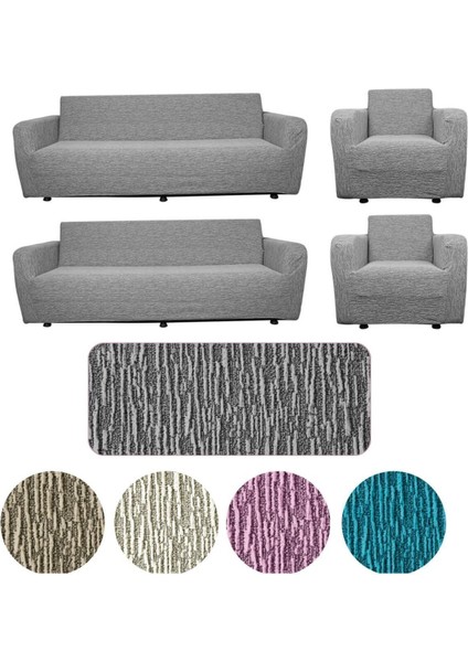 Lastikli Yıkanabilir 3311 Koltuk Örtüsü Takımı ( Gri Koltuk Kılıfı Çekyat Örtüsü)