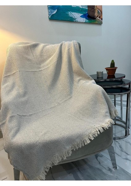 Koltuk Örtüsü 170X210 Balık Sırtı Desen Gri