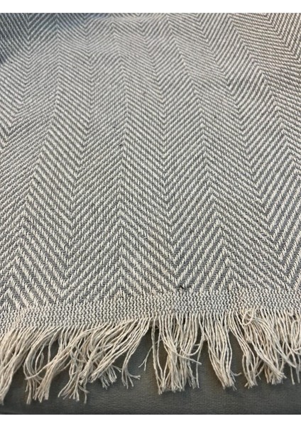 Koltuk Örtüsü 170X210 Balık Sırtı Desen Gri