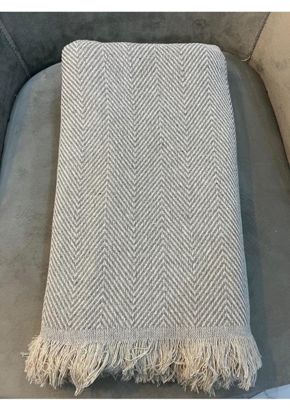 Koltuk Örtüsü 170X210 Balık Sırtı Desen Gri