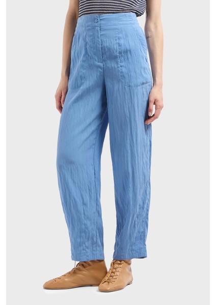Relaxed Fit Yüksek Bel Düz Paça Cupra Pantolon Bayan Pantolon EW000654 AF12644 U9324