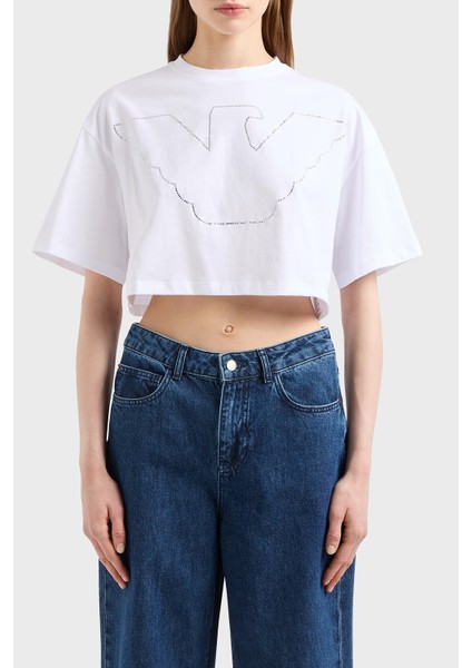 Pamuk Regular Fit Bisiklet Yaka Crop T Shirt Bayan T Shirt EW000897 AF12573 U0002