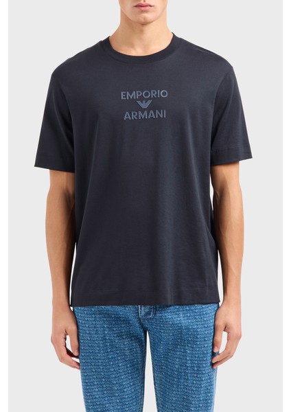 Logo Baskılı Pamuklu Regular Fit Bisiklet Yaka T Shirt Erkek T Shirt EM000780 AF12926 UB118