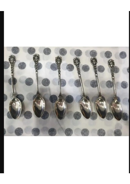 6'lı Gerçek Gümüş Çay Kaşık 77GRAM Keyif Çiçek Motif Sap Şık Zarif Set 11CM 800 Ayar Kaliteli