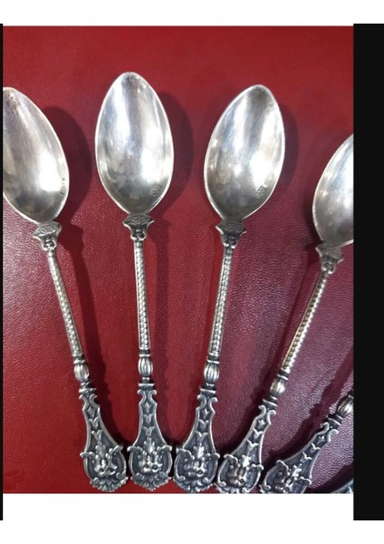 6'lı Gerçek Gümüş Çay Kaşık 77GRAM Keyif Çiçek Motif Sap Şık Zarif Set 11CM 800 Ayar Kaliteli