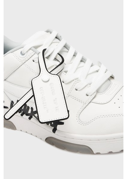 Deri Yazı Baskılı Sneaker Ayakkabı Erkek Ayakkabı OMIA189C99LEA01A 0110 modelleri