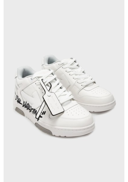 Deri Yazı Baskılı Sneaker Ayakkabı Erkek Ayakkabı OMIA189C99LEA01A 0110 indirimleri