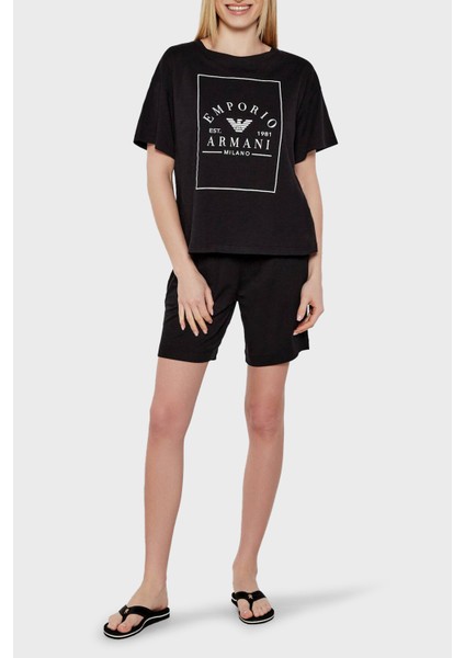 Pamuk Oversize Fit Bisiklet Yaka Logolu T Shirt Bayan T Shirt EW000553 AF10887 UC001 modelleri