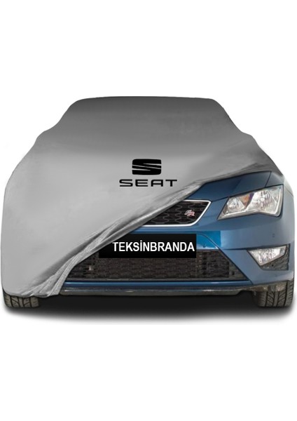 Seat Leon 2 (2005 - 2012) Gri Kumaş Araba Branda Logolu Kumaş Araba Brandası Penye Oto Branda