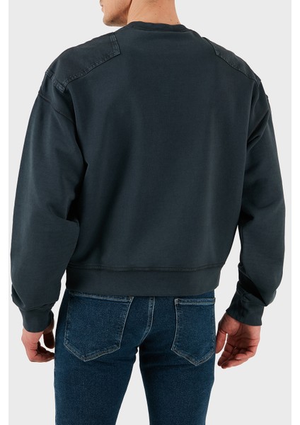 Streç Pamuklu Regular Fit Zımba Detaylı Bisiklet Yaka Sweat Erkek Sweat S74GU0752 S25539 814