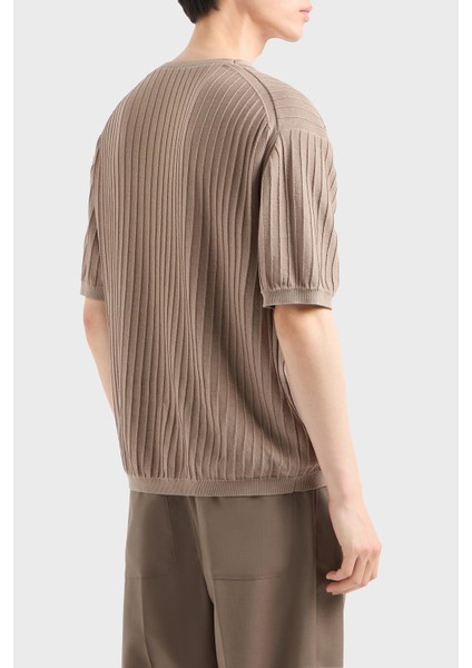Pamuklu Regular Fit V Yaka Örgü Desenli Kısa Kollu Kazak Erkek Kazak EM000862 AF13822 U6167