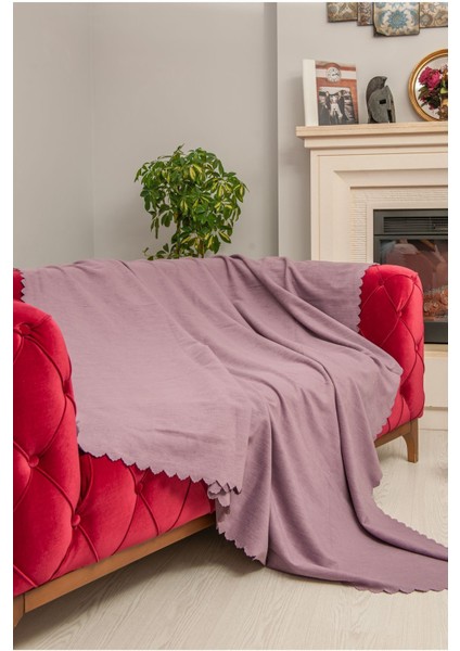 Koltuk Örtüsü | Çekyat Örtüsü | Koltuk Şalı 175X215 Mikrofiber Şönil Çift Taraflı Kaymaz | Lila