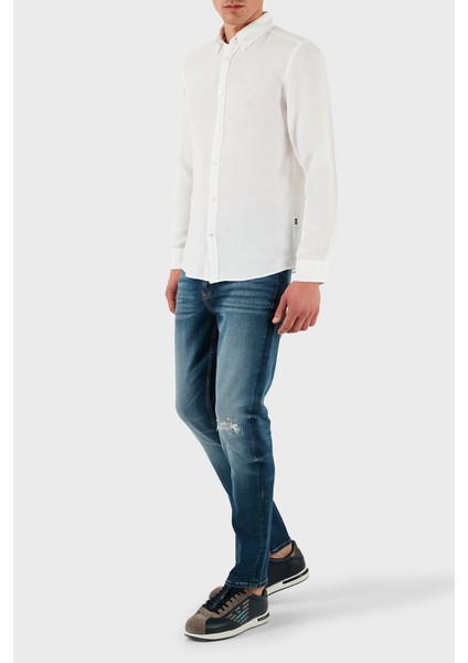 Keten Regular Fit Düğmeli Yaka Logolu Gömlek Erkek Gömlek 50520283 100 modelleri