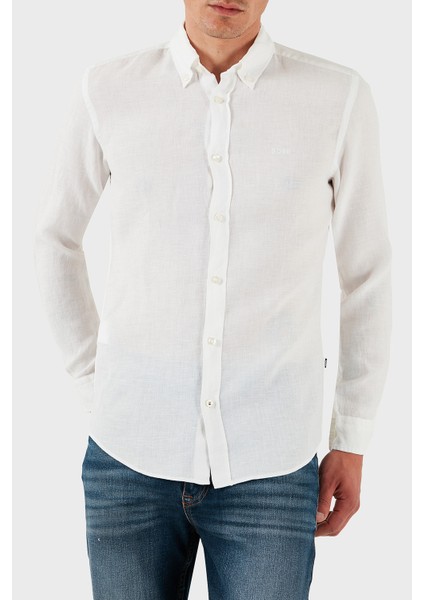 Keten Regular Fit Düğmeli Yaka Logolu Gömlek Erkek Gömlek 50520283 100 indirimleri