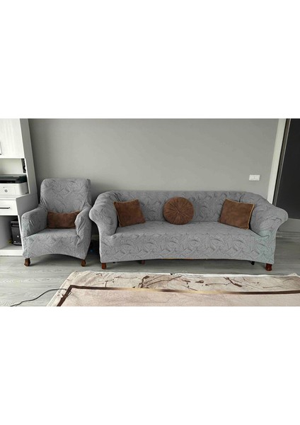 Koltuk Örtüsü Takımı Çekyat-Kanepe Kılıfı Takımı Jakarlı 3 3 1 1 Yıkanabilir Streçli Lastikli Esnek