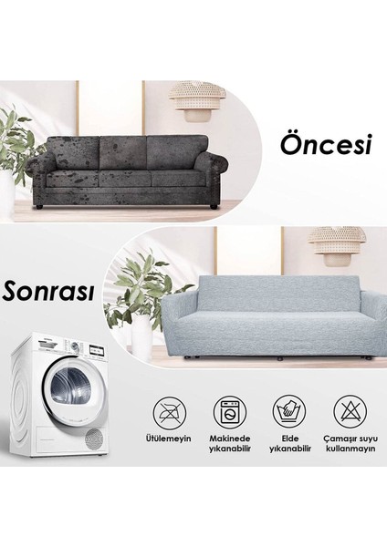 Jakarlı Düz Desen Likralı Esnek Yikanabilir Koltuk Örtüsü 3+2+1+1 Koltuk Takımı Koltuk Kılıfı indirimleri