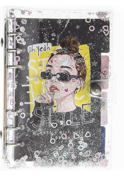 Mekanizmalı Simli ve Sulu Kapaklı Desenli Defter