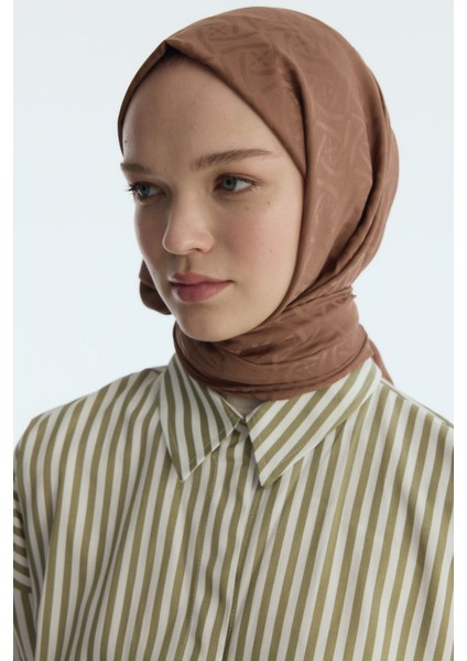 Ipeksi Jakar Elegant Desen Şal - Dut