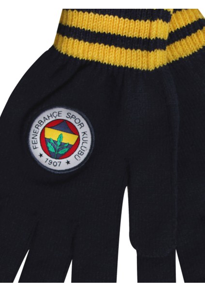 Unısex Sarı Lacivert Şeritli Eldiven