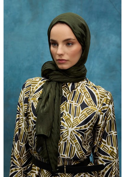 Italyan Jakar Şal Dalga Desen - Haki