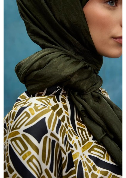 Italyan Jakar Şal Dalga Desen - Haki modelleri