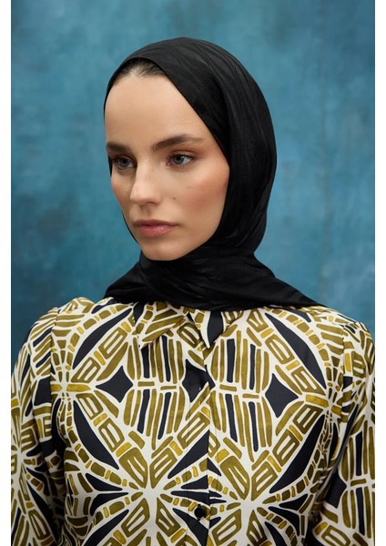 Italyan Jakar Şal Dalga Desen - Siyah