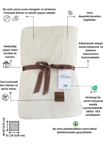 Cups Labirent Desen Triko Örme Koltuk Şalı Beyaz - 130X170 fiyatları