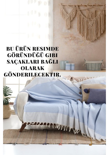 Bergama Bebek Mavi Buldan Koltuk Örtüsü 170 x 200 cm Koltuk Şalı Kanepe Çekyat Örtüsü Pamuklu Throw fiyatları