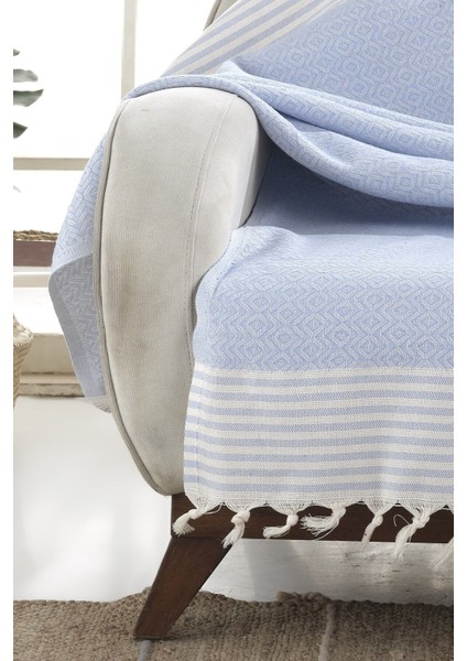 Bergama Bebek Mavi Buldan Koltuk Örtüsü 170 x 200 cm Koltuk Şalı Kanepe Çekyat Örtüsü Pamuklu Throw modelleri